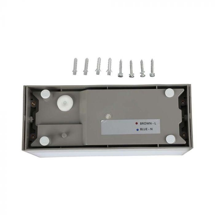 12W(1150Lm) LED-väggarmatur, V-TAC, IP65, grå, fyrkantig, kallvit 6400K
