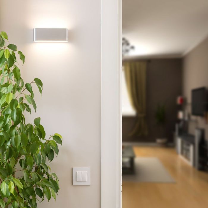 12W(1150Lm) LED-väggarmatur, V-TAC, IP65, grå, fyrkantig, kallvit 6400K
