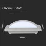 12W(1160Lm) LED fasādes gaismeklis, V-TAC, IP65, pelēks, kvadrāta, auksti balta gaisma 6400K