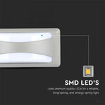 12W(1160Lm) LED fasādes gaismeklis, V-TAC, IP65, pelēks, kvadrāta, auksti balta gaisma 6400K