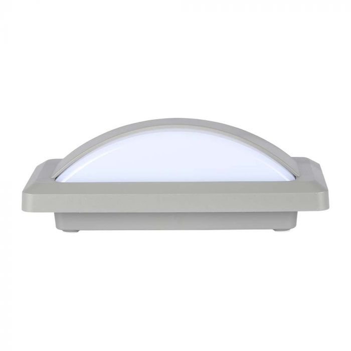 12W(1160Lm) LED fasādes gaismeklis, V-TAC, IP65, pelēks, kvadrāta, auksti balta gaisma 6400K