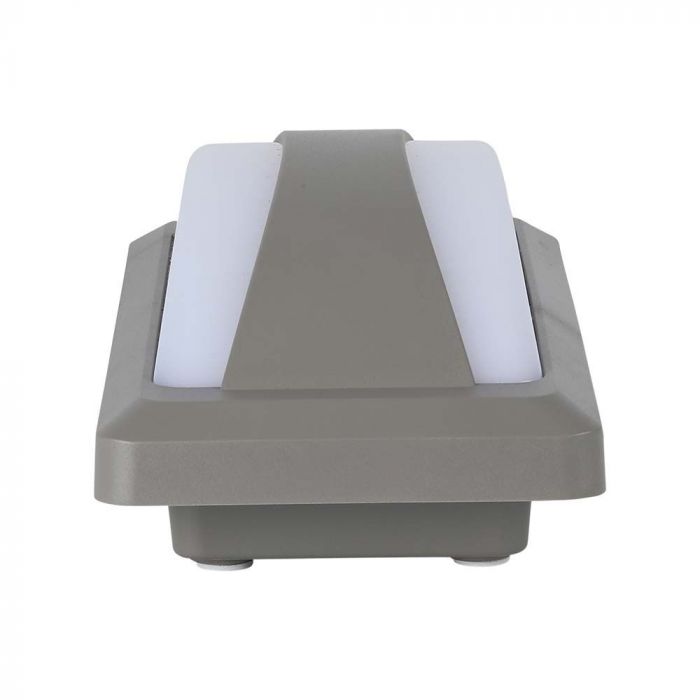 12W(1160Lm) LED sienas gaismeklis, V-TAC, IP65, pelēks, kvadrāta, silti balta gaisma 3000K