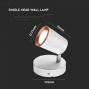 6W(540Lm) LED sienas gaismeklis, V-TAC, IP20, balts, silti balta gaisma 3000K