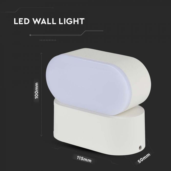 5W(800Lm) LED fasādes gaismeklis, V-TAC, IP65, balts, neitrāli balta gaisma 4000K