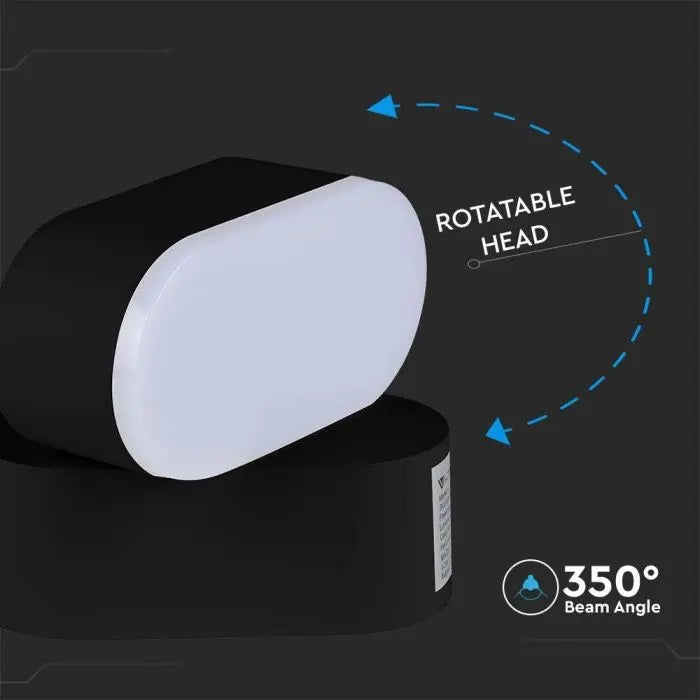 5W(800Lm) LED-fasadarmatur, V-TAC, IP65, svart, varmvitt ljus 3000K