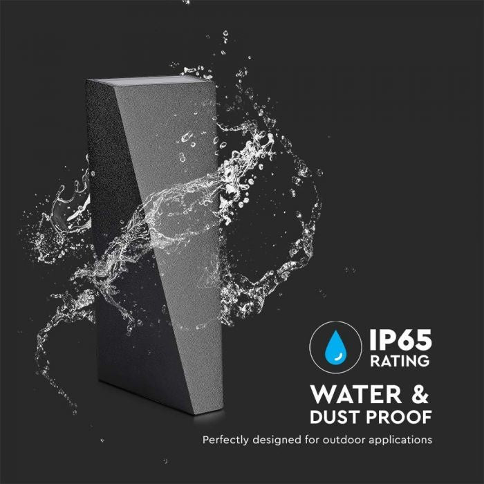 4W(450Lm) LED sienas gaismeklis, V-TAC, IP65, melns, silti balta gaisma 3000K