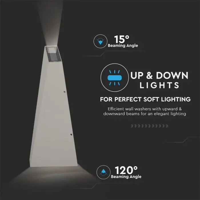 Фасадный светодиодный светильник 4W(450Lm), V-TAC, IP65, серый, теплый белый свет 3000K