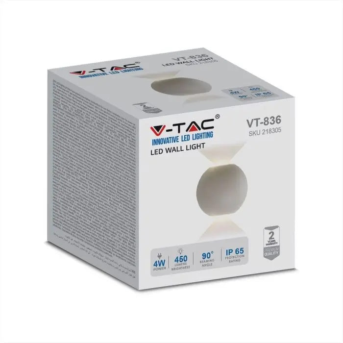 4W(450Lm) LED Fasādes gaismeklis, V-TAC, IP65, pelēks, neitrāli balta gaisma 4000K