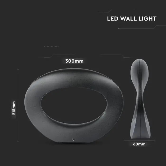 9W(1070Lm) LED Fasādes gaismeklis, IP20, melns, silti balta gaisma 3000K