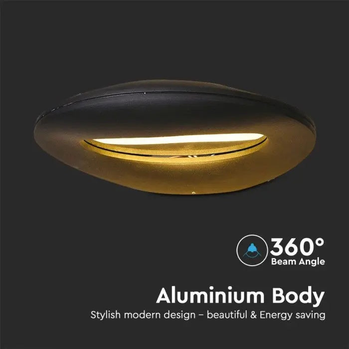 9W(1070Lm) LED Fasādes gaismeklis, IP20, melns, silti balta gaisma 3000K