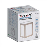 12W(1250Lm) LED fasādes gaismeklis, V-TAC, IP65, balts, silti balta gaisma 3000K