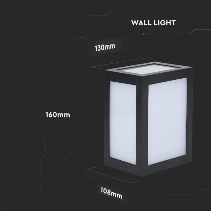 12W(1350Lm) LED sienas gaismeklis, V-TAC, IP65, melns, neitrāli balta gaisma 4000K