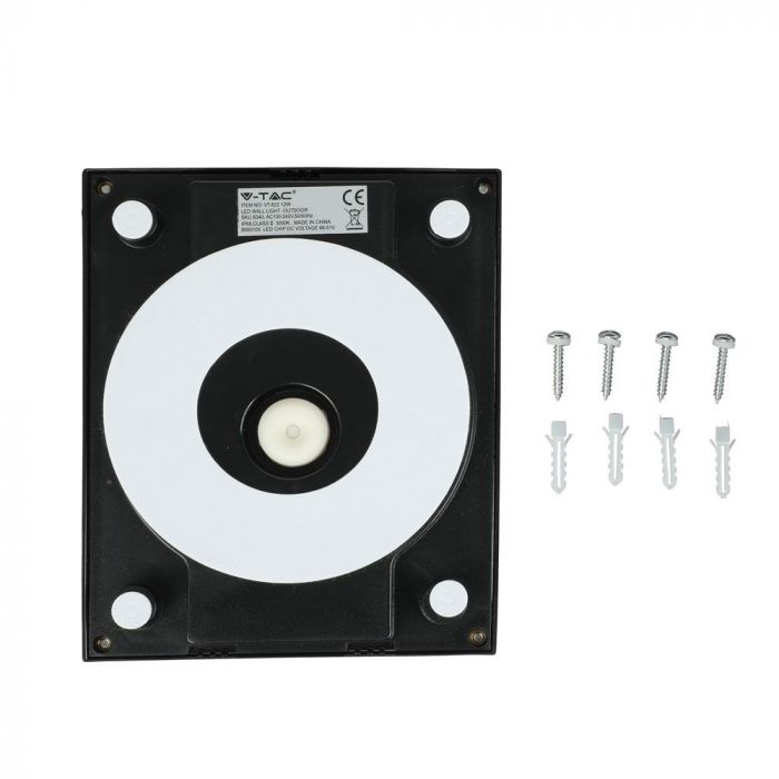 12W(1350Lm) LED seinavalgusti, V-TAC, IP65, must, neutraalne valge 4000K