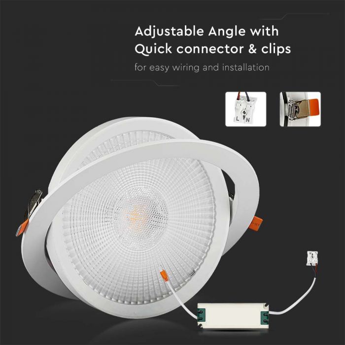 30W(3040Lm) LED round ceiling light, V-TAC SAMSUNG, IP20, warranty 5 years, warm white light 3000K