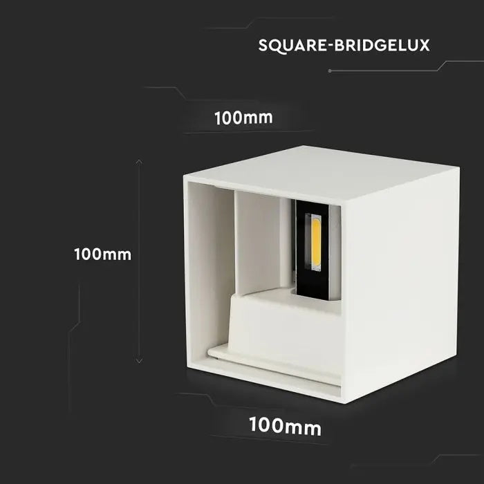 11W(1360Lm) LED BRIDGELUX väggarmatur, V-TAC, IP65, vit, varmvitt ljus 3000K