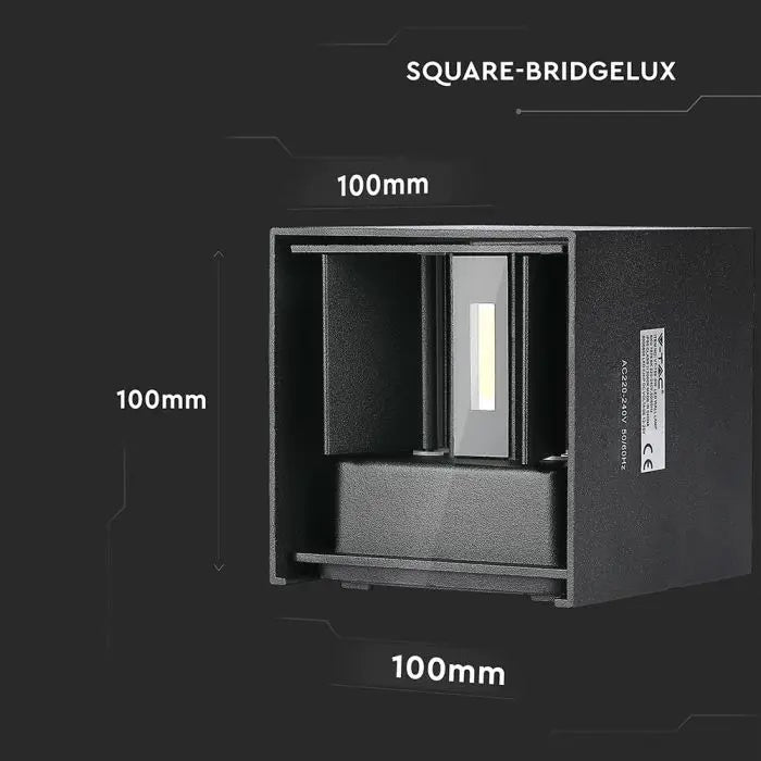 SUPERAKCIJA_11W(1360Lm) LED BRIDGELUX sienas gaismeklis, V-TAC, IP65, melns, neitrāli balta gaisma 4000K