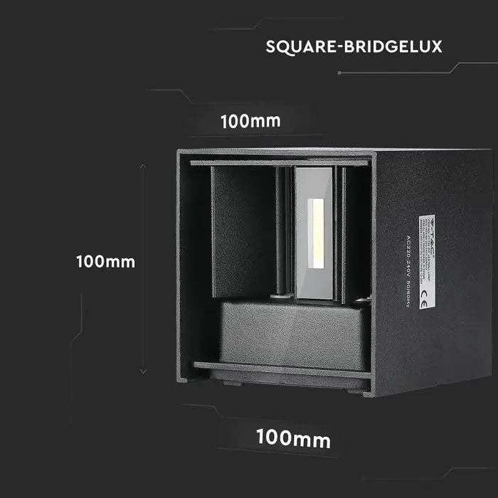11W(1360Lm) LED BRIDGELUX wall light, V-TAC, IP65, black, warm white light 3000K