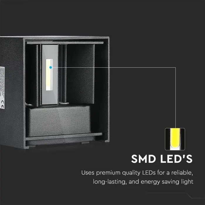 11W(1360Lm) LED BRIDGELUX väggarmatur, V-TAC, IP65, svart, varmvitt ljus 3000K