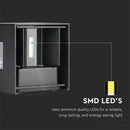 11W(1360Lm) LED BRIDGELUX väggarmatur, V-TAC, IP65, svart, varmvitt ljus 3000K