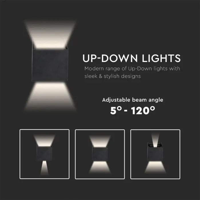 SUPERAKCIJA_11W(1360Lm) LED BRIDGELUX sienas gaismeklis, V-TAC, IP65, melns, neitrāli balta gaisma 4000K