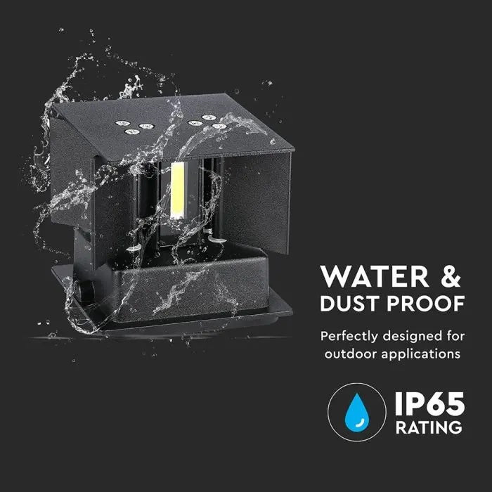 11W(1360Lm) LED BRIDGELUX väggarmatur, V-TAC, IP65, svart, varmvitt ljus 3000K