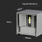11W(1360Lm) LED BRIDGELUX sienas gaismeklis, V-TAC, IP65, pelēks, neitrāli balta gaisma 4000K