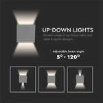 11W(1360Lm) LED BRIDGELUX sienas gaismeklis, V-TAC, IP65, pelēks, neitrāli balta gaisma 4000K