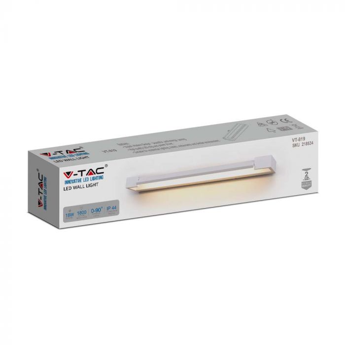 18W(1800Lm) LED decorative wall light, V-TAC, IP44, white, neutral white light 4000K