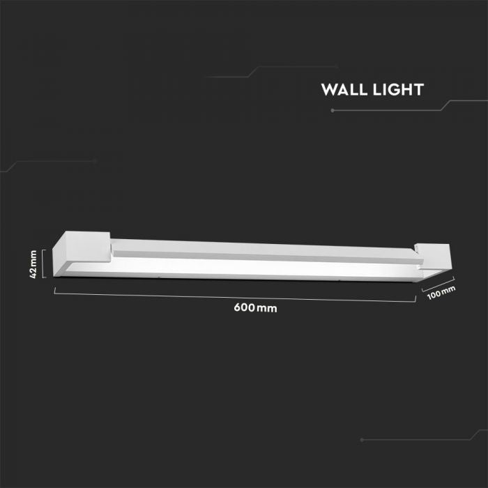 18W(1800Lm) LED dekoratīvs sienas gaismeklis, V-TAC, IP44, balts, neitrāli balta gaisma 4000K