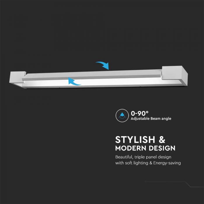 18W(1800Lm) LED dekoratīvs sienas gaismeklis, V-TAC, IP44, balts, neitrāli balta gaisma 4000K