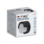 12W(1155Lm) LED-väggarmatur, V-TAC, IP65, svart, rund, neutralvitt ljus 4000K