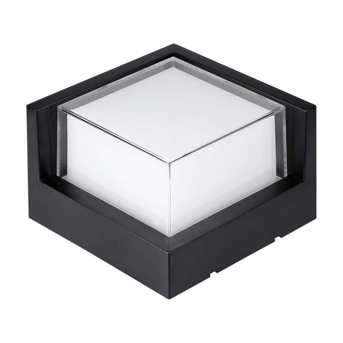 12W(1160Lm) LED-väggarmatur, V-TAC, IP65, svart, fyrkantig, varmvitt ljus 3000K