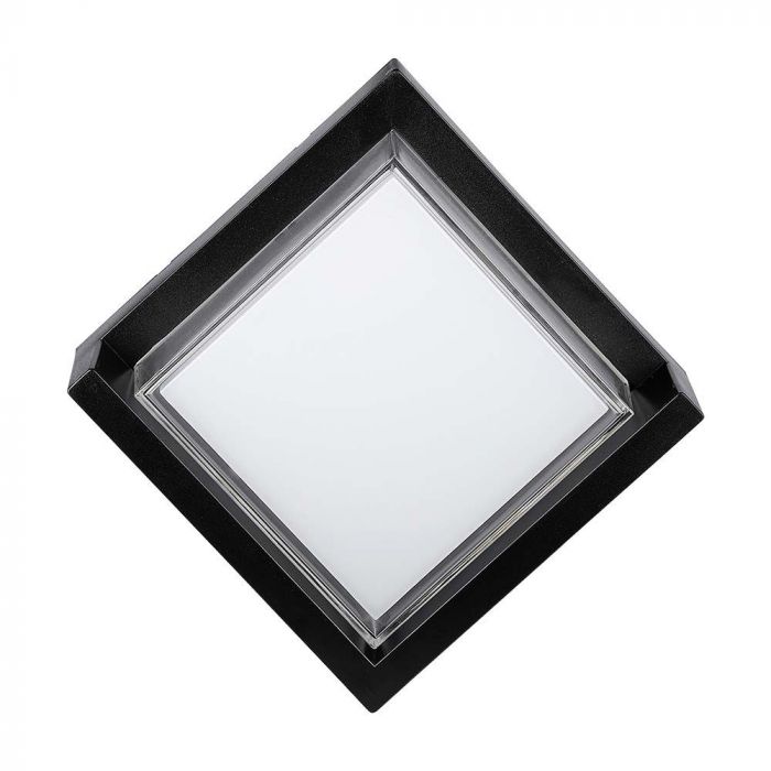 12W(1160Lm) LED wall light, V-TAC, IP65, black, square, warm white light 3000K