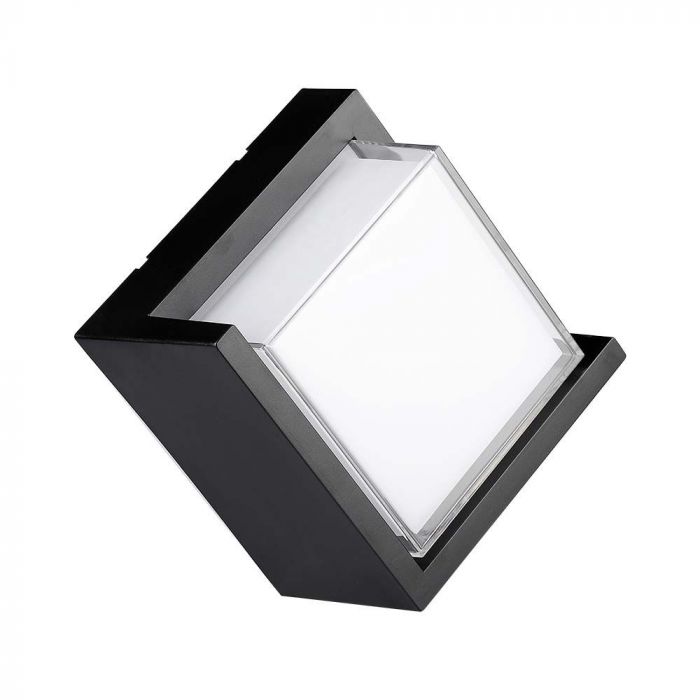 12W(1160Lm) LED-väggarmatur, V-TAC, IP65, svart, fyrkantig, neutralvitt ljus 4000K