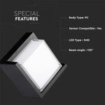 12W(1160Lm) LED seinavalgusti, V-TAC, IP65, must, kandiline, neutraalne valge valgus 4000K