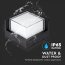 12W(1160Lm) LED wall light, V-TAC, IP65, black, square, neutral white light 4000K