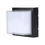 12W(1200Lm) LED-väggarmatur, V-TAC, IP65, svart, fyrkantig, varmvitt ljus 3000K