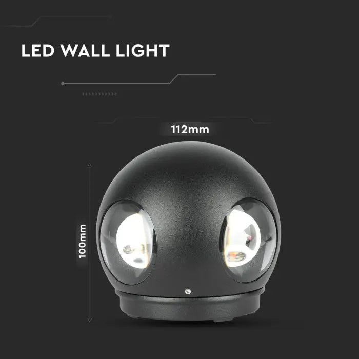 4W(428Lm) LED Sienas gaismeklis, V-TAC, IP65, melns, silti balta gaisma 3000K