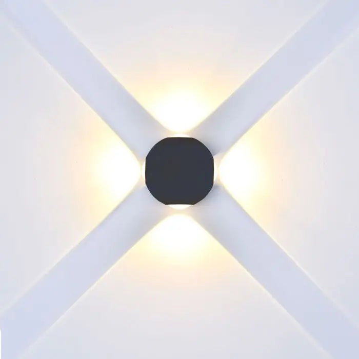 4W(428Lm) LED Sienas gaismeklis, V-TAC, IP65, melns, silti balta gaisma 3000K