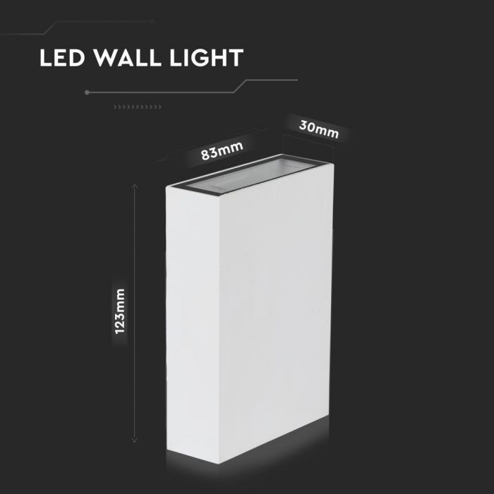 4W(400Lm) LED Gaismeklis, V-TAC, IP65, kvadrāta, balts, silti balta gaisma 3000K
