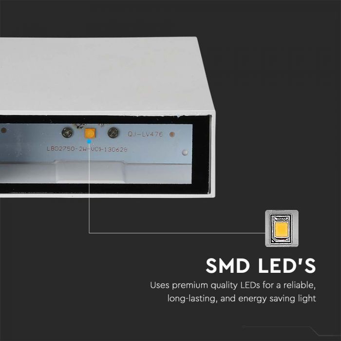 4W(400Lm) LED Gaismeklis, V-TAC, IP65, kvadrāta, balts, silti balta gaisma 3000K