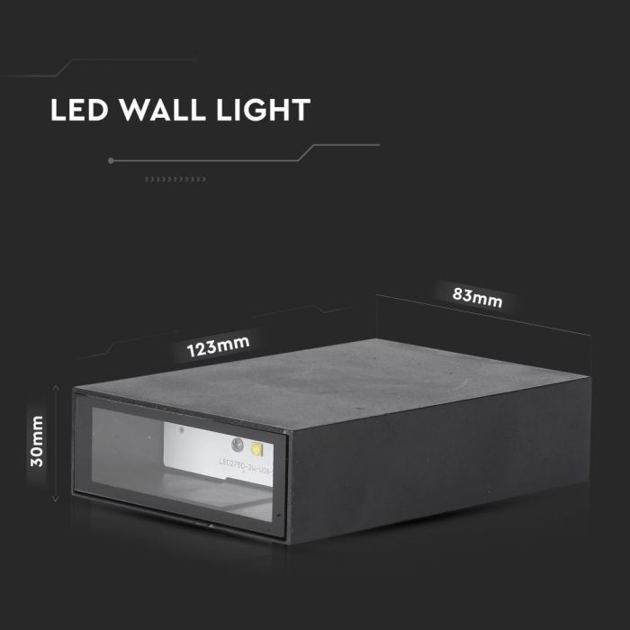 4W(400Lm) LED fassaadivalgusti, IP65, V-TAC, must, soe valge valgus 3000K