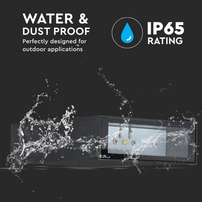 4W(400Lm) LED Fasādes gaismeklis, IP65, V-TAC, melns, silti balta gaisma 3000K
