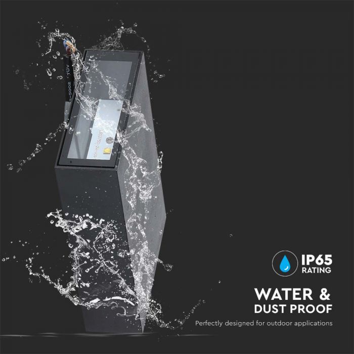 4W(400Lm) LED Fasādes gaismeklis, V-TAC, IP65, melns, auksti balta gaisma 6400K