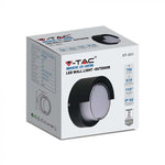 7W(610Lm) LED wall light, V-TAC, IP65, black, round, warm white light 3000K