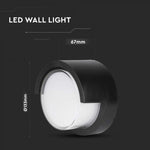 7W(610Lm) LED wall light, V-TAC, IP65, black, round, warm white light 3000K