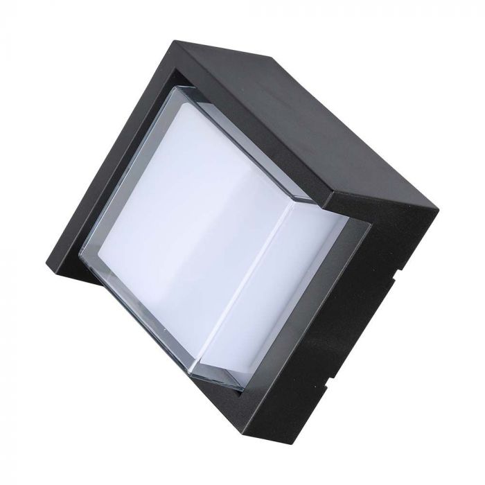 7W(670Lm) LED sienas gaismeklis, V-TAC, IP65, melns, kvadrāta, silti balta gaisma 3000K