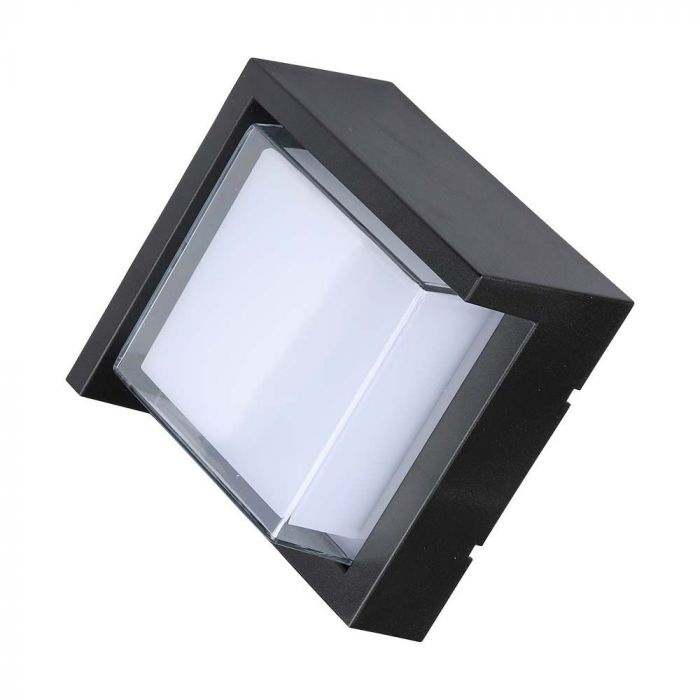 7W(670Lm) LED wall light, V-TAC, IP65, black, square, warm white light 3000K