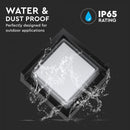 7W(670Lm) LED sienas gaismeklis, V-TAC, IP65, melns, kvadrāta, silti balta gaisma 3000K