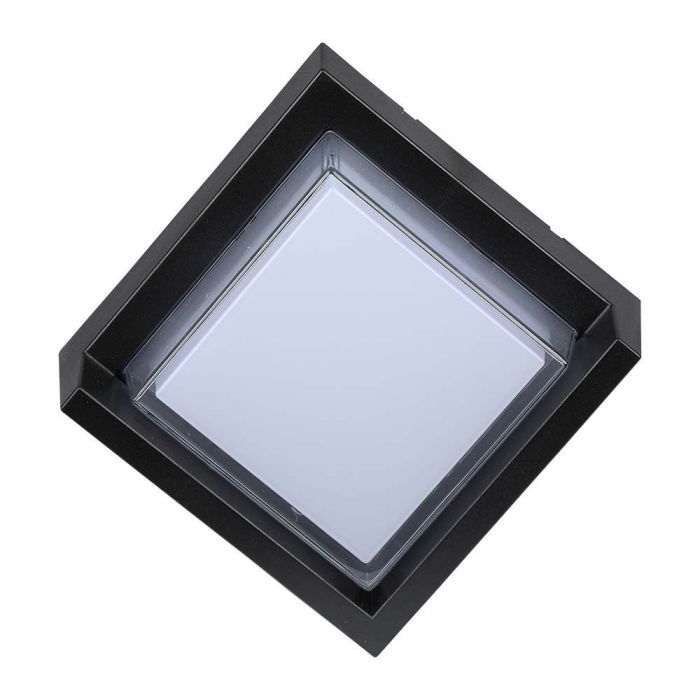 7W(670Lm) LED sienas gaismeklis, V-TAC, IP65, melns, kvadrāta, silti balta gaisma 3000K